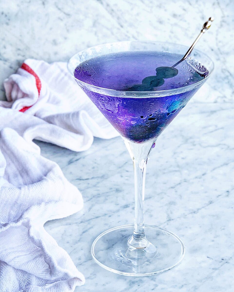 Blueberry Butterfly cocktail with Blueberry Royal Rose Organic Simple Syrup