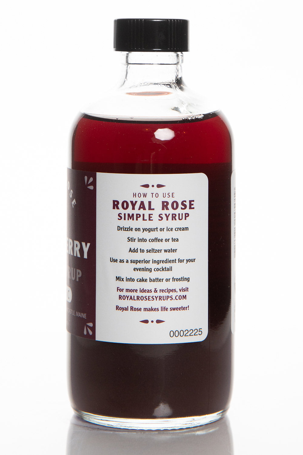 Royal Rose Blackberry Syrup 8oz Side View of Label